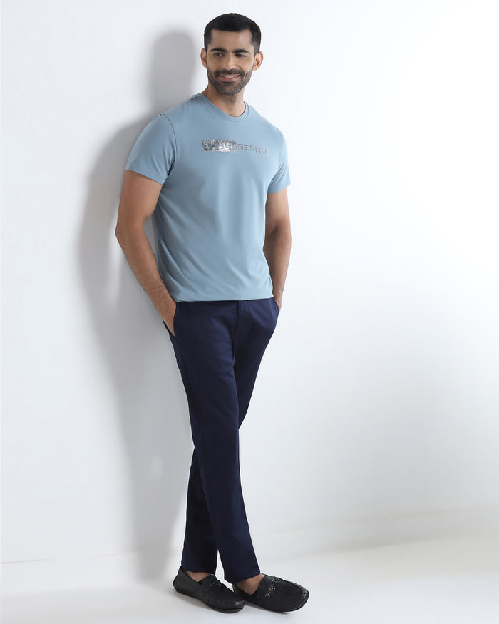 Blue Textured Khakis - Aspen
