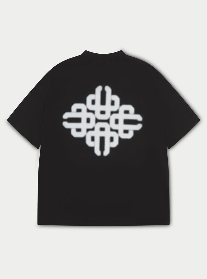 BLURRED GRAPHIC EMBLEM T-SHIRT - BLACK