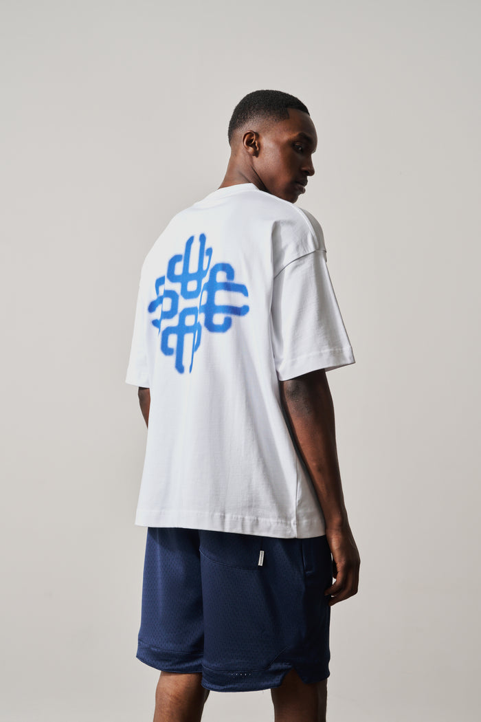 BLURRED GRAPHIC EMBLEM T-SHIRT - COBALT