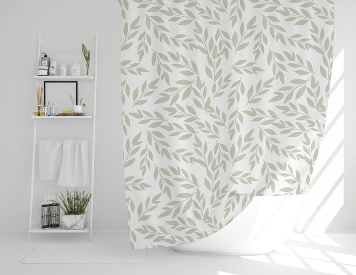 Shower Curtain Boho, Boho Bathroom Decor & Accessories Sage Foliage, Made in the USA | Pippa + June