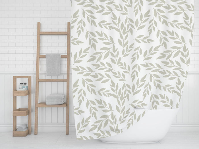 Shower Curtain Boho, Boho Bathroom Decor & Accessories Sage Foliage, Made in the USA | Pippa + June