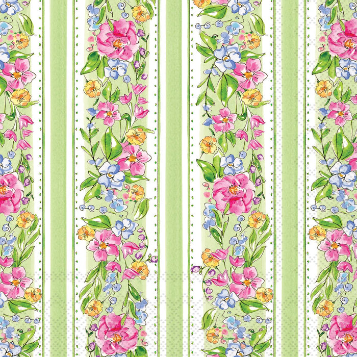 Boston International - Paper Cocktail Napkins Floral Garden Stripe Rosanne Beck