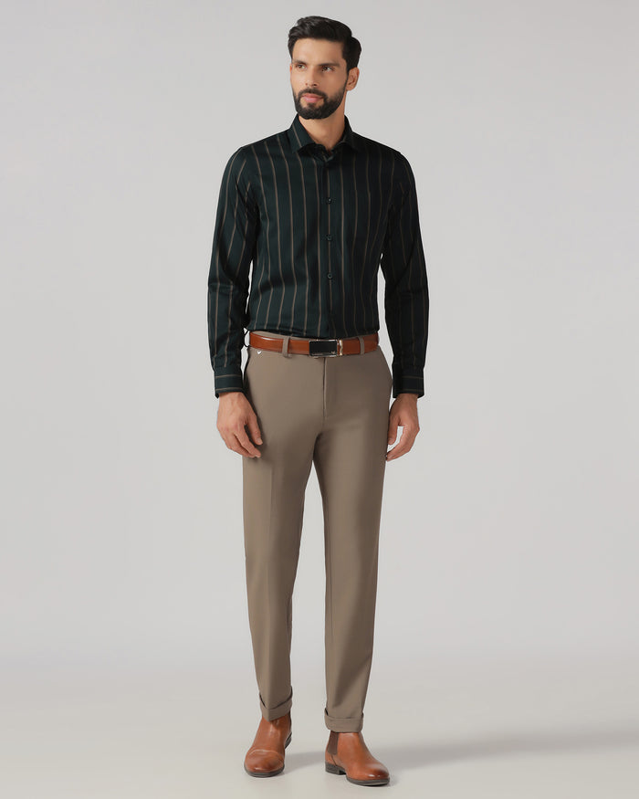 Bottle Green Stripe Shirt - Simon