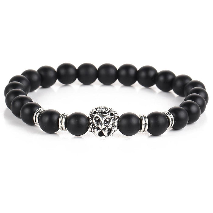 Bracelet  Black Lion Head 18K White Gold Plated       ID A114 - 1141 - foxberryparkproducts