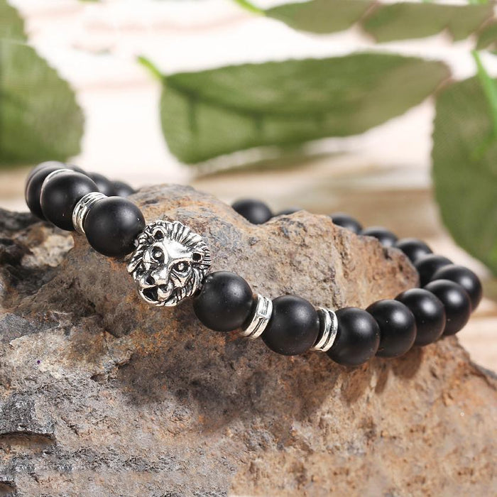 Bracelet  Black Lion Head 18K White Gold Plated       ID A114 - 1141 - foxberryparkproducts