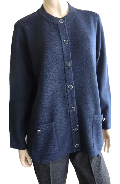 Bromley Knit Wool Blend Cardigan (Navy or Black)