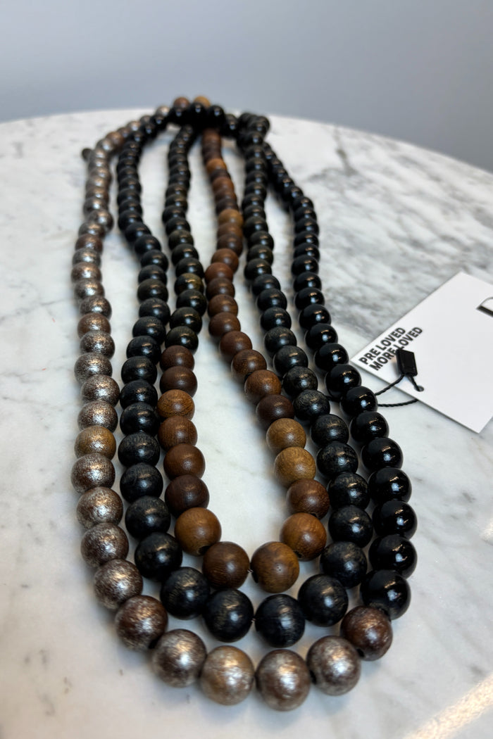 Brown and Black Long Beaded Necklace image 1