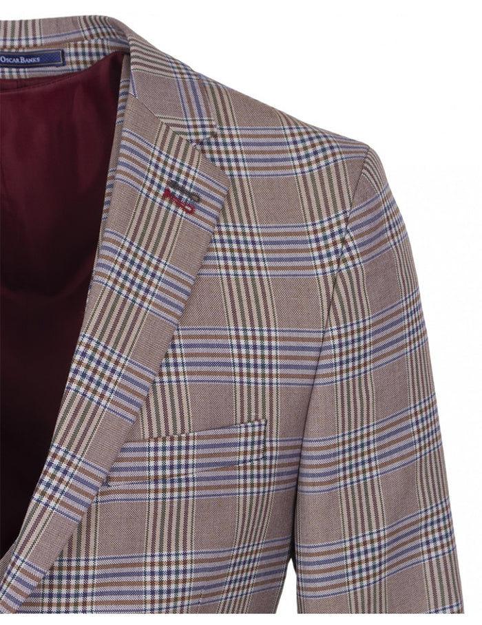 Brown Glen Check Blazer & Waistcoat-Makrom