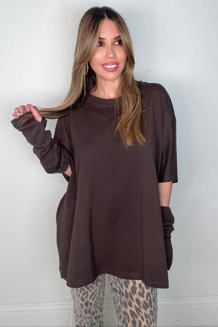 Brown Layered Sleeve Top - Born To Glam