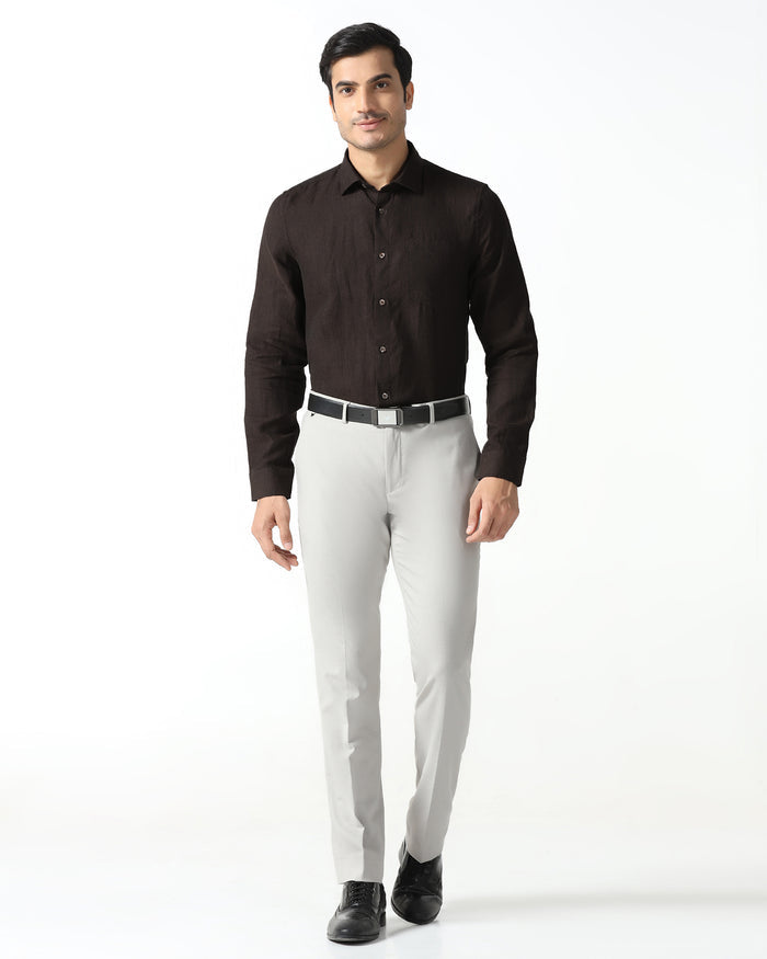 Brown Linen Solid Shirt - Bayek