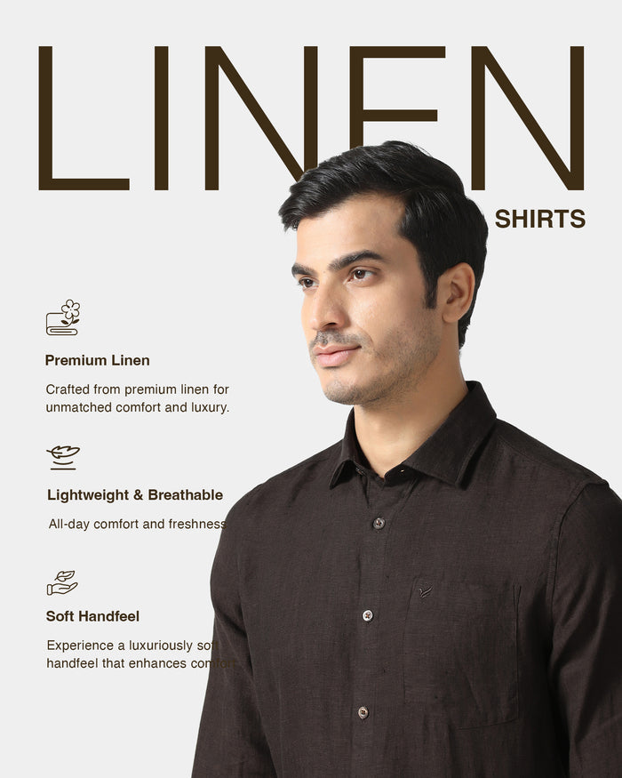 Brown Linen Solid Shirt - Bayek