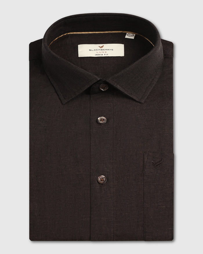 Brown Linen Solid Shirt - Bayek