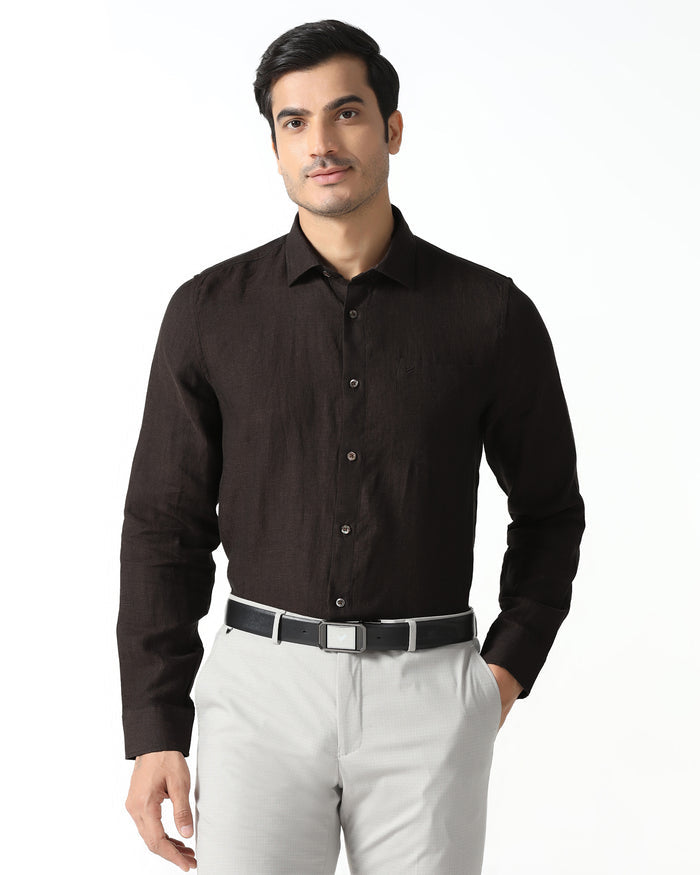 Brown Linen Solid Shirt - Bayek