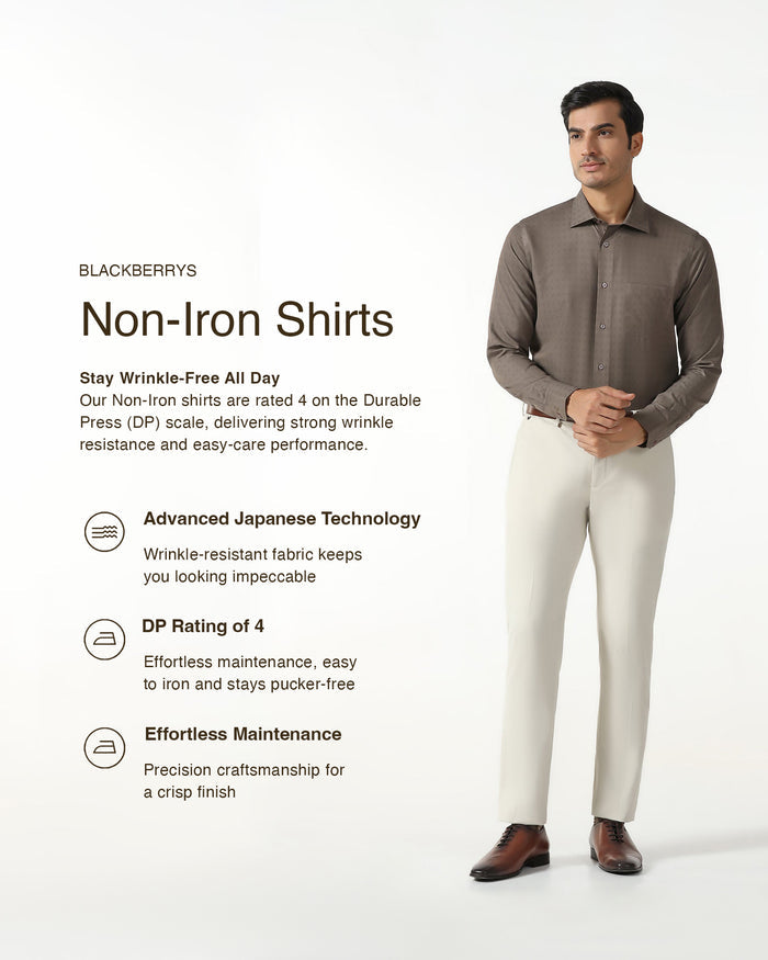 Brown Non Iron Textured Shirt - Reform