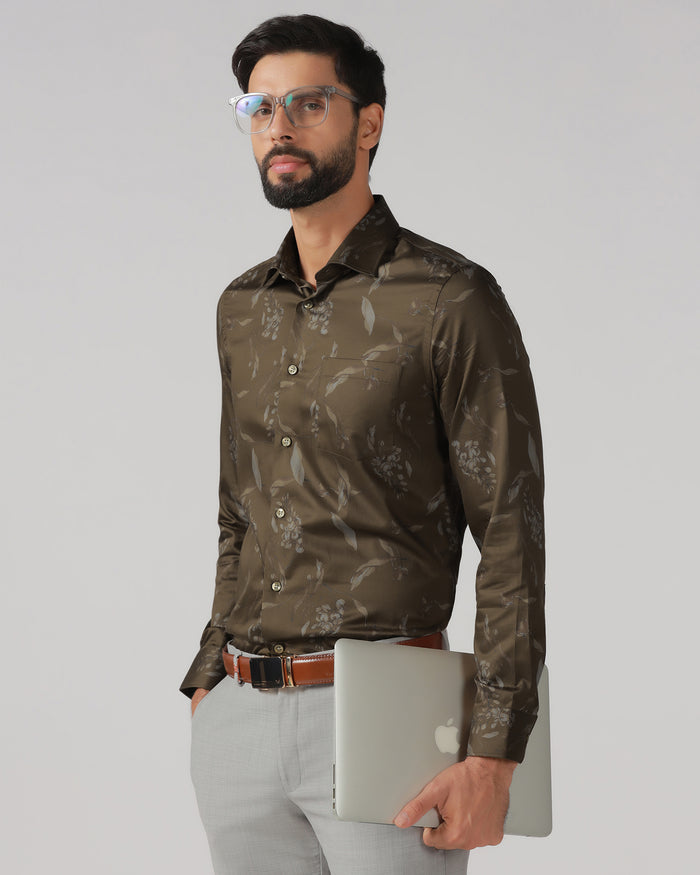 Brown Oliv Printed Shirt - Phase