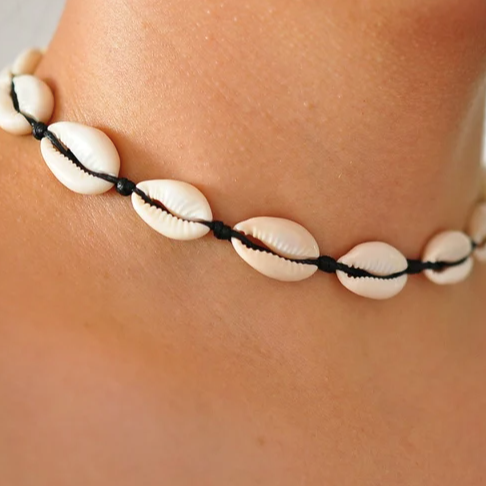 Brown String Cowrie Shell Choker