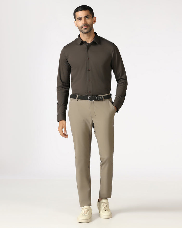 Brown Techpro Stripe Shirt - Keish