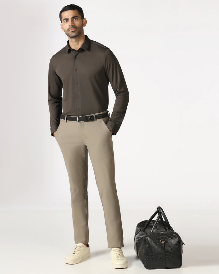 Brown Techpro Stripe Shirt - Keish