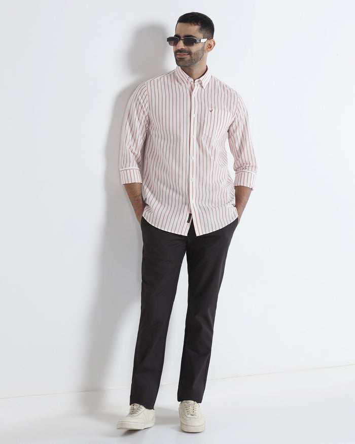 Brown Textured Khakis - Oak
