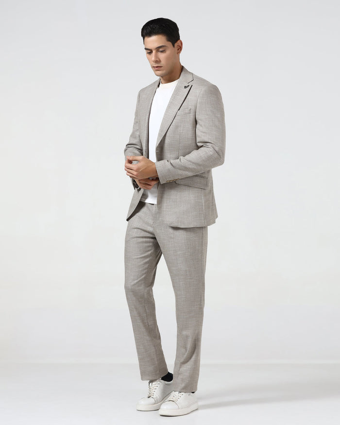 Brown Three Piece Textured Suit - Dayle