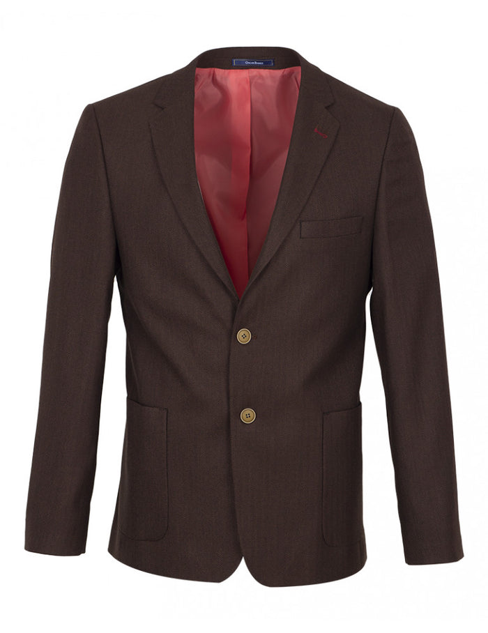 Brown Twill Design Blazer-Makrom