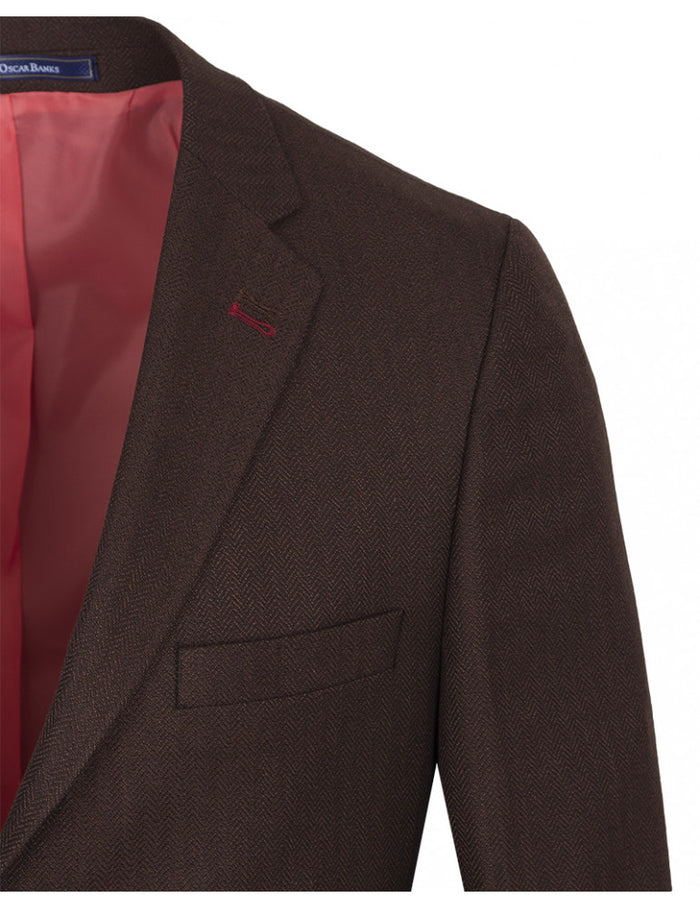 Brown Twill Design Blazer-Makrom