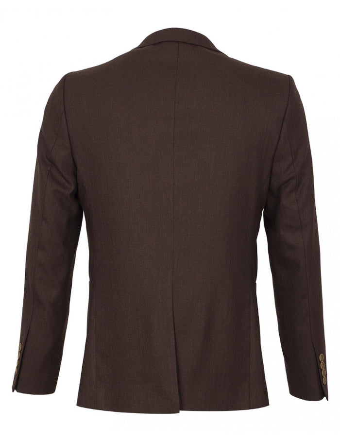 Brown Twill Design Blazer-Makrom