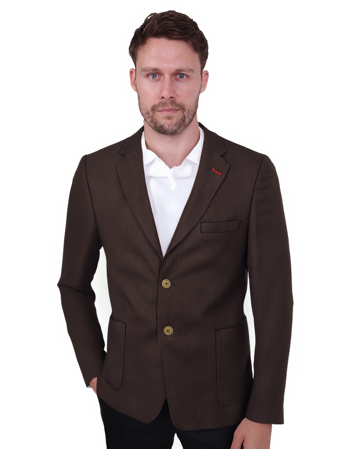 Brown Twill Design Blazer-Makrom