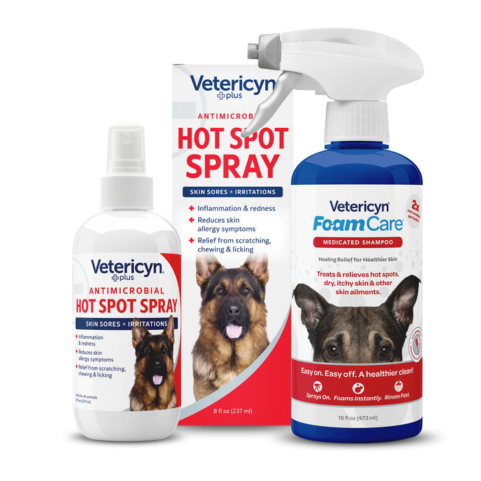 Bundle: Antimicrobial Hot Spot Spray and FoamCare Medicated Shampoo