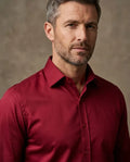 Burgundy Plain Double Cuff Shirt