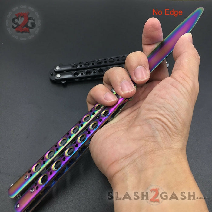 Butterfly Knife TRAINER Dull Balisong w/ Spring Latch - Grey