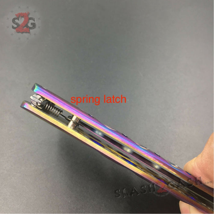 Butterfly Knife Rainbow TRAINER Dull Balisong w/ Spring Latch
