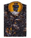 Camel Tartan Paisley Pure Cotton Shirts For Men-Makrom