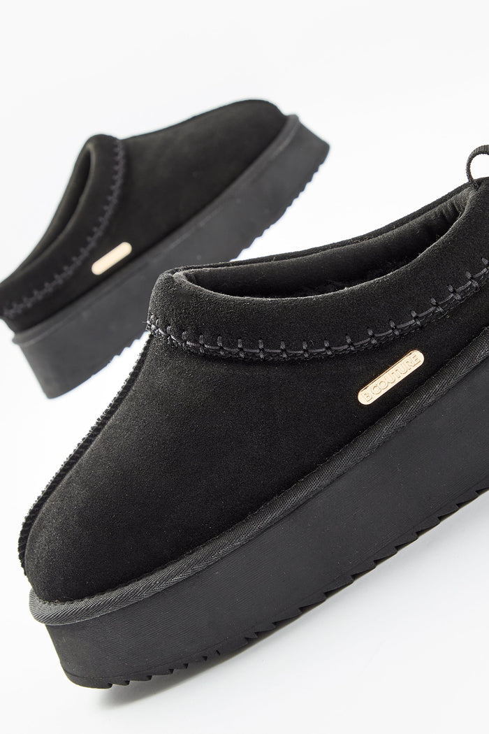 Canon Beck Genuine Suede Mules - Black