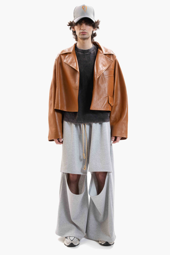 Caramel Wide Leather Jacket