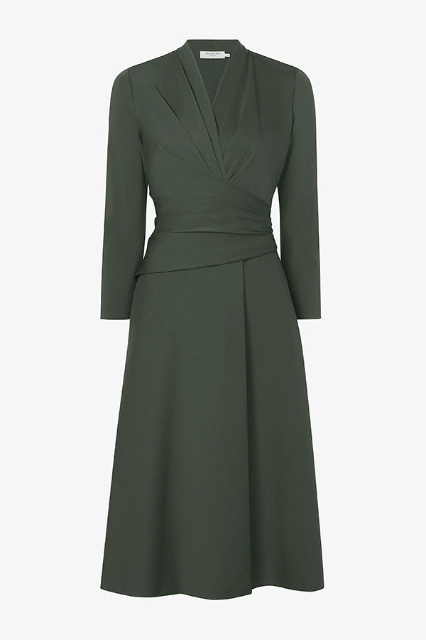 Packshot image of the Carly Dress in Dark Aloe | Still | Exclude