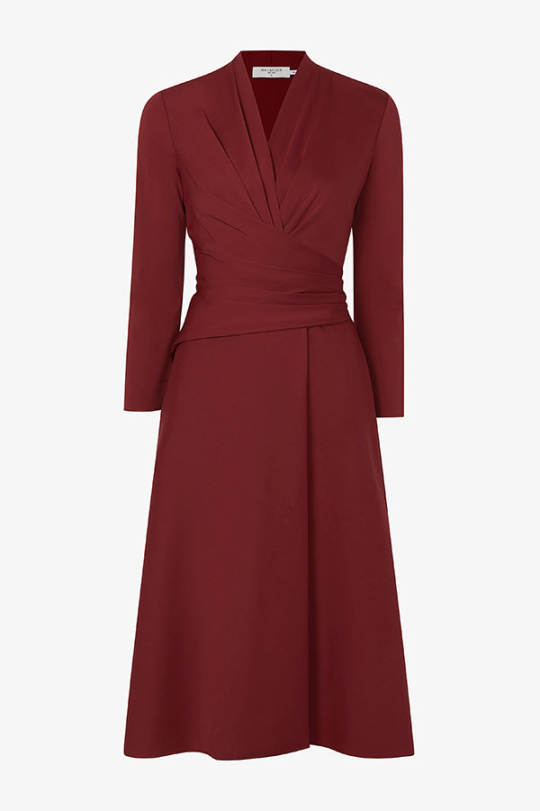 Packshot image of the carly dress in maroon | Exclude | Still
