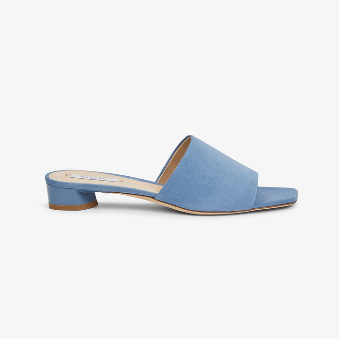 Packshot image of the Carter Slide - Suede in Sky Blue