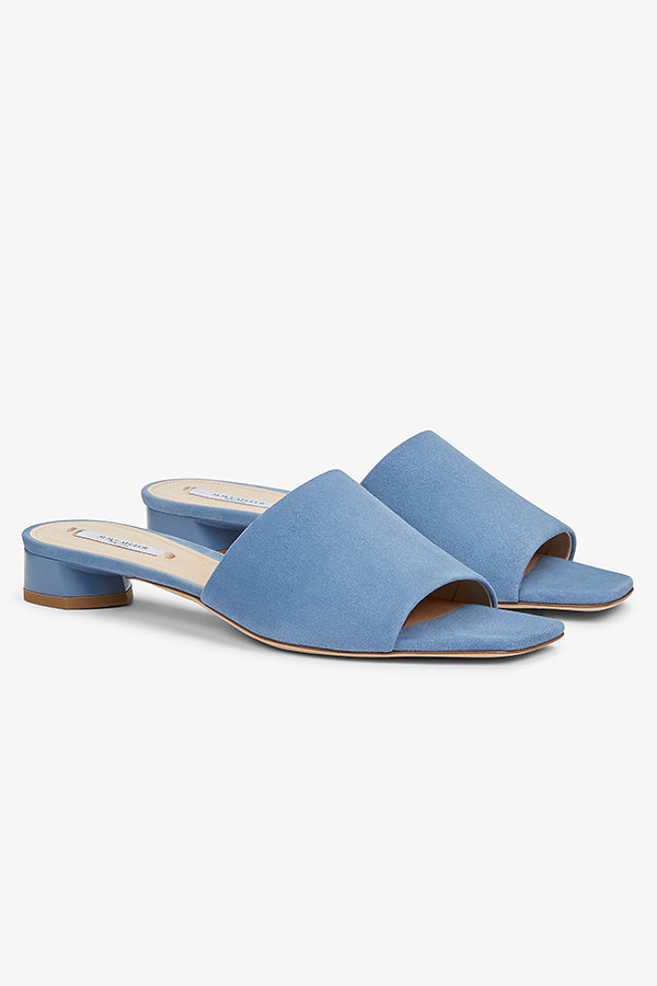 Packshot image of the Carter Slide - Suede in Sky Blue | Grid | Exclude | Still