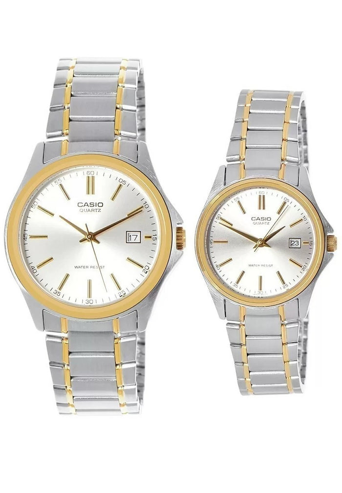 Casio Couple Watch COUPLE-1183G-7ADF Analog Stainless Steel Strap Watch-Watch Portal Philippines