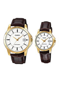 Casio Couple Watch COUPLE-V004GL-7A Analog Leather Strap Watch-Watch Portal Philippines
