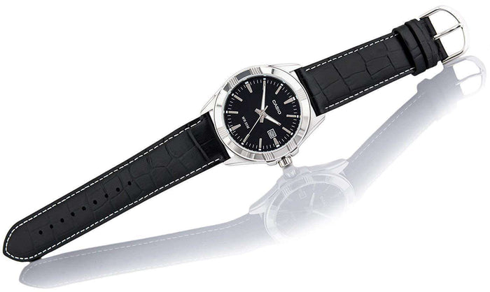 Casio LTP-1308L-1AVDF Black Leather Strap Watch for Women-Watch Portal Philippines