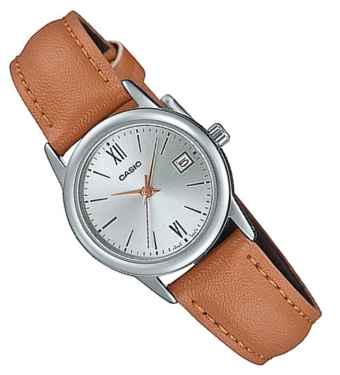 Casio LTP-V002L-7B3 Brown leather strap watch for Women-Watch Portal Philippines