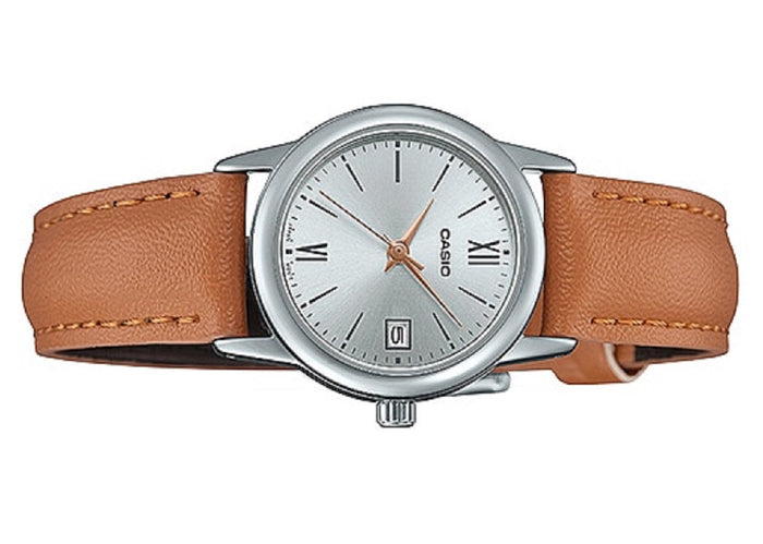 Casio LTP-V002L-7B3 Brown leather strap watch for Women-Watch Portal Philippines