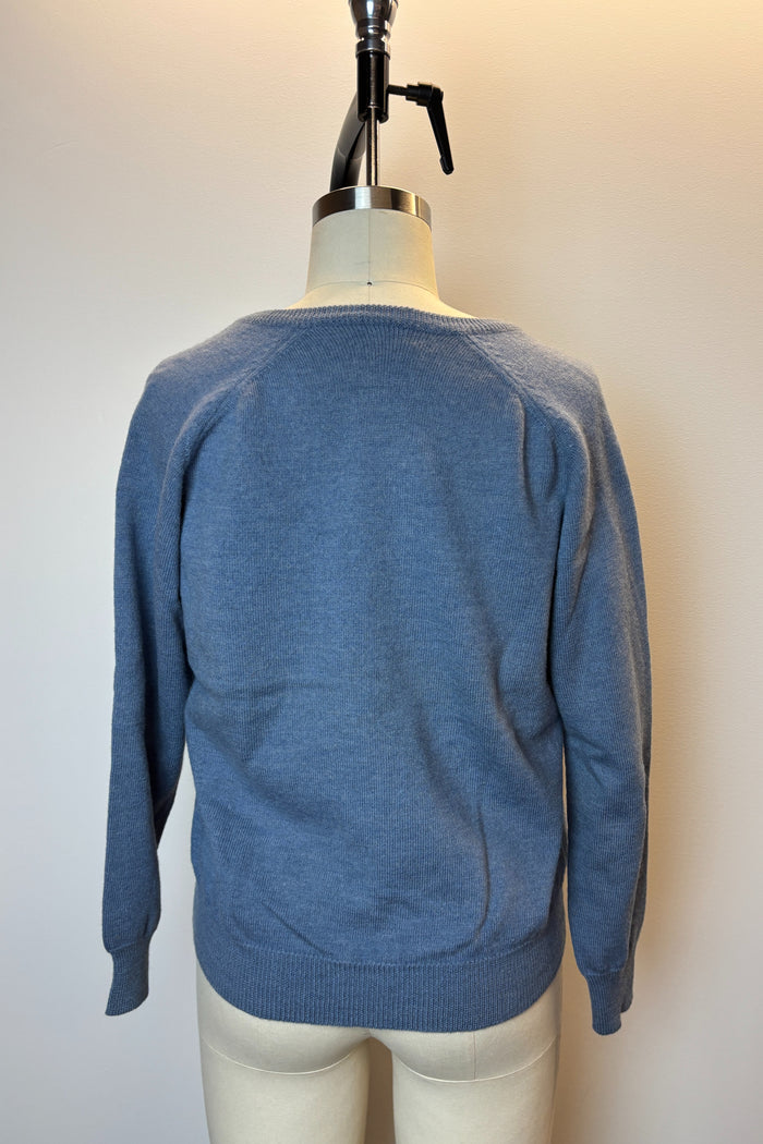 Castle Pale Blue V Neck Wool Sweater image 2