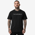 1HUNNA Casual Heavyweight T-shirt in zwart – gedragen voorkant