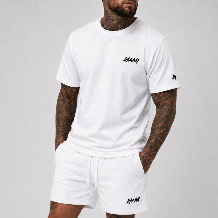 1HUNNA Casual Heavyweight T-shirt in wit – detail voorkant