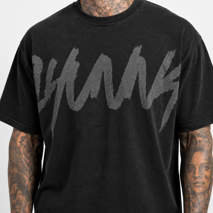 1HUNNA Casual Knit T-shirt in zwart – detail patroon