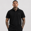 1HUNNA Casual Terry Polo in zwart – gedragen voorkant