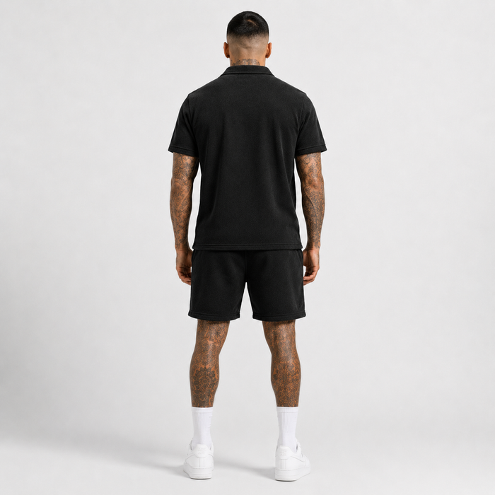1HUNNA Casual Terry Set in zwart – gedragen achterkant